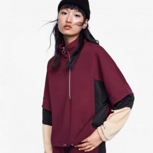 ❤️2/$15 or 3/$21❤️ Zara Lightweight Color Block  3/4 Zip Pullover, Size XL